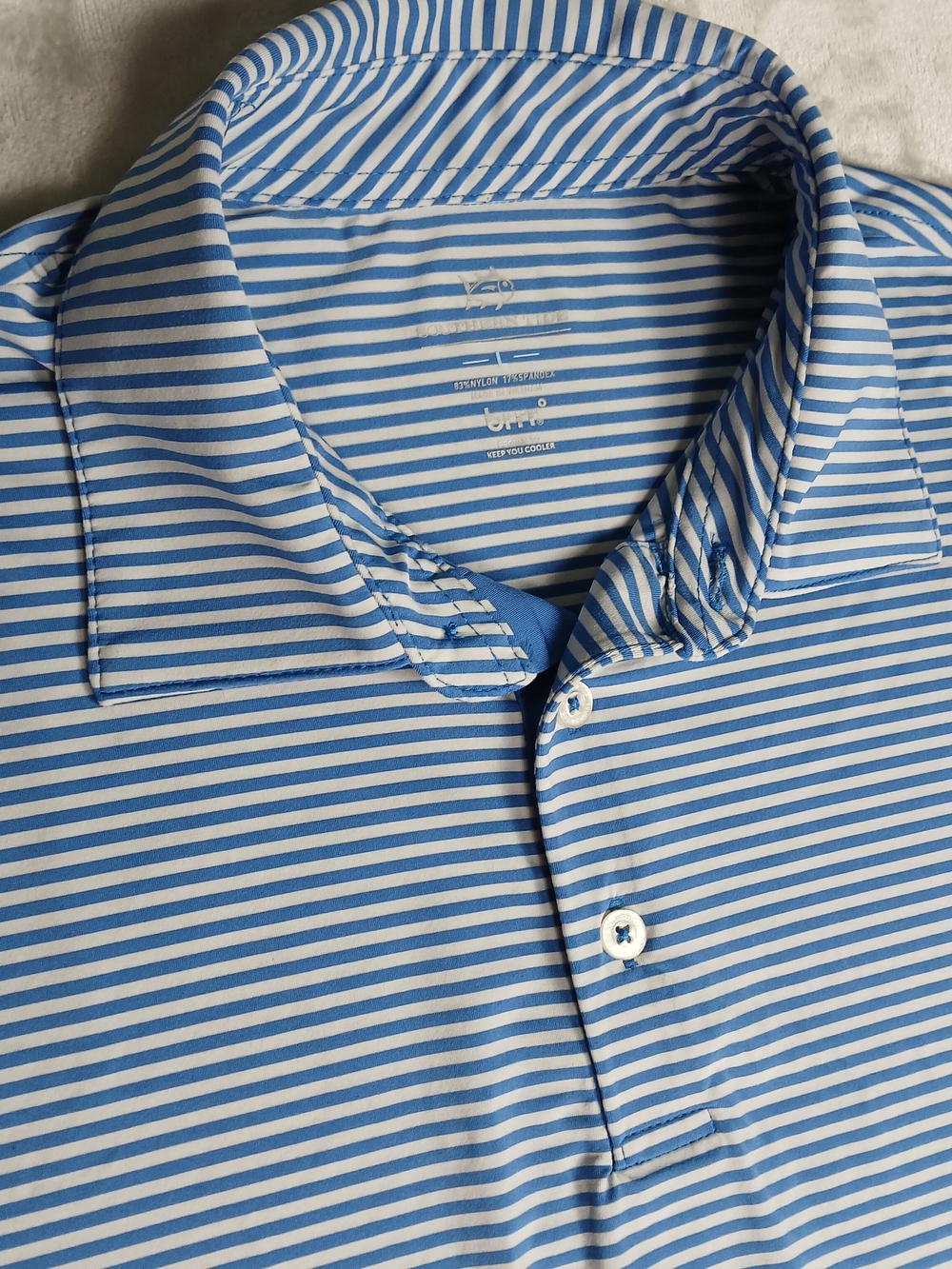 Southern Tide Brrr Polo Shirt L Men's Striped Performance Golf